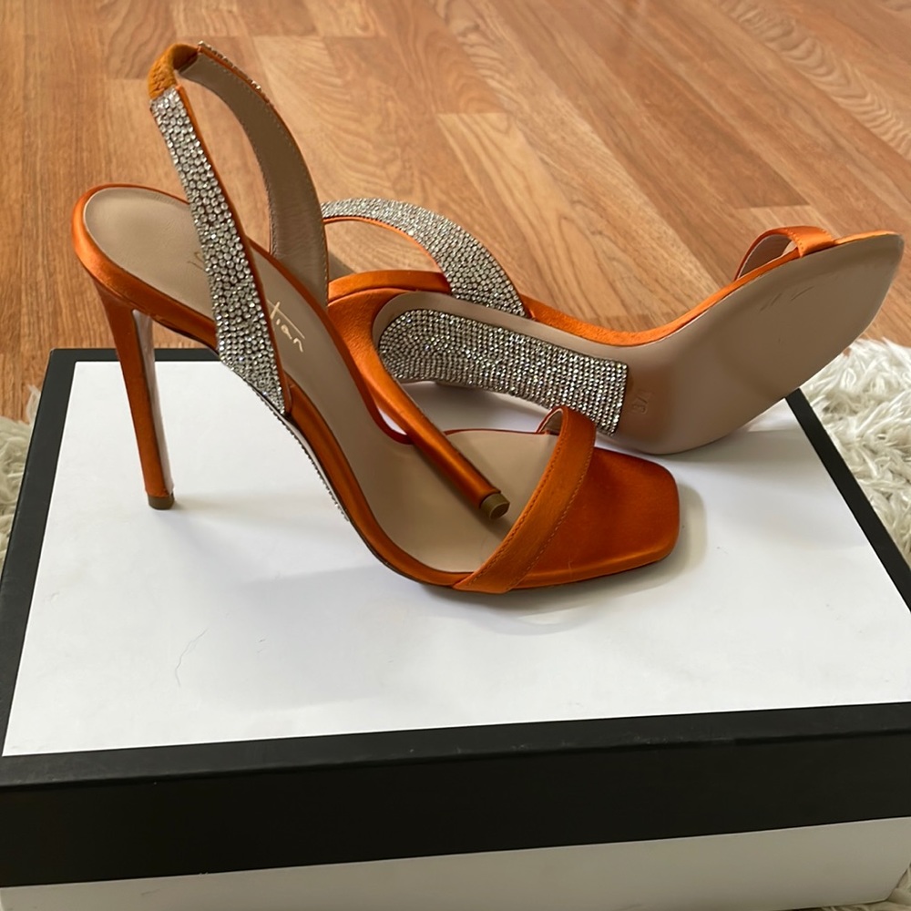 Elisa orange sling back crystal sandal